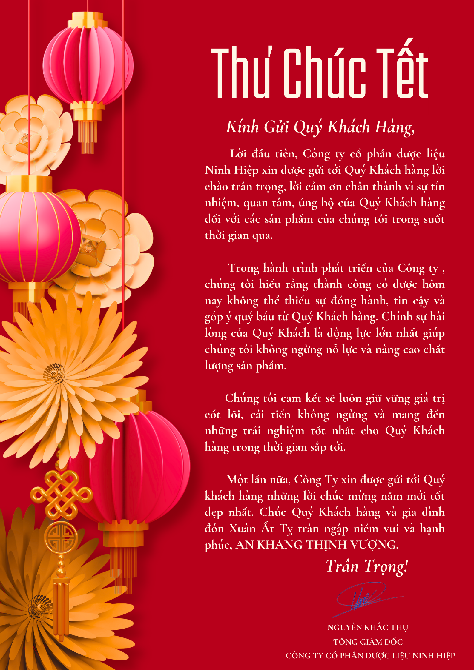 THƯ CHÚC TẾT
